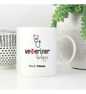 Veterinere Hediye İsme Özel Kupa (Beyaz)