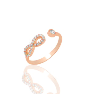 Gümüş rose zirkon taşlı üstten ayarlamalı sonsuzluk yüzük SGTL12496ROSE