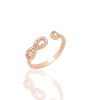 Gümüş rose zirkon taşlı üstten ayarlamalı sonsuzluk yüzük SGTL12496ROSE