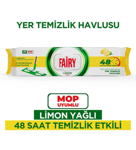 Çok Amaçlı Mop Uyumlu Yer Temizlik Havlusu 50 Yaprak Limon Yağlı Beyaz Sirke Karbonat 48 Saat Temizlik Etkili İz Bırakmayan Formül