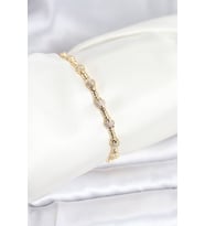 Pirinç Gold Renk VIP Seri Punta Model Zirkon Taşlı Kadın Bileklik - TJ-BB8269
