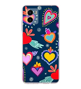 PrintiFy Vivo Y15S ile Uyumlu Retro Color 3  Kamera Korumalı Şeffaf  Kılıf