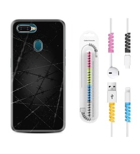 Oppo A5S A15 A16 A54 A55 A73 A74 Kılıf Kablo Koruma Spiral Silikon Dikenli Tel 1779