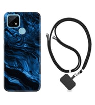 Realme C11 C21 C21Y C25Y C11 2021 Kılıf Boyun Askılı Silikon Blue MArble 1379