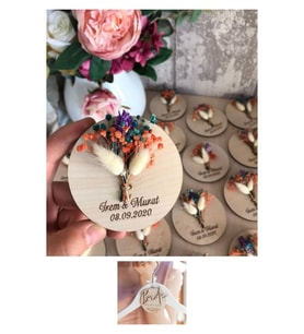 25 Adet Magnetli Jelatinlisöz,nişan,kına Nikah Düğün Mevlüt Doğum Çiçekli Hediyelik Bride Askı Süsü