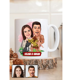 Çiftlere Özel Komik Hediye Karikatürlü Beyaz Kupa Bardak