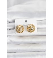 316L Çelik Gold Renk Desenli Top Model Kadın Küpe TJ-BKP11811