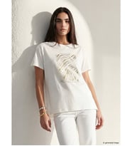 LCW EVERYDAY Beyaz Baskılı %100 Pamuklu Kadın Tişört