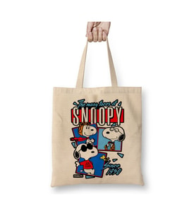Snoopy Peanius Beyaz Bez Çanta Uzun Saplı Alışveriş Çantası Plaj Çantası