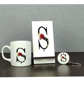 Ş Harfi Üçlü Set (Kupa + Telefon Standı + Anahtarlık)