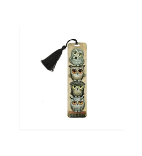 Sevimli Baykuşlar Baskılı, Püsküllü Kitap Ayracı (hediyelik Bookmark,ayraç-119)
