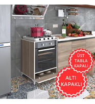 Kenzlife ankastre modülü kabini krom crd fırın ocak dolabı kapaklı ayaklı sabit tabla (Karışık)