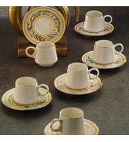 Sandro Moreno 1453 Şal Yüzük Gold 12 Parça 6 Kişilik Kahve Fincan Takım 90 Ml Ar211728  (Çok Renkli)