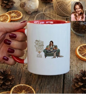 Kişiye Özel Karikatürlü Movie Lover Kupa Bardak Doğum Günü Hediyesi