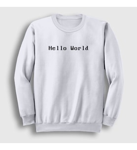 Presmono Unisex Beyaz Hello World Coder Programmer Developer Yazılımcı Sweatshirt 334611tt (Beyaz)