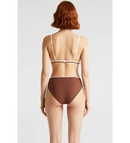 Kadın Bikini Takımı Üçgen Kap Balensiz Yüksek Bel Slip Alt Çıkarılabilir Kaplı Nakış Detay Kolsuz