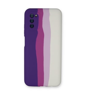 Galaxy A03S Kılıf Ebruli Lansman Silikon - Mor-Beyaz