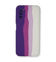 Galaxy A03S Kılıf Ebruli Lansman Silikon - Mor-Beyaz