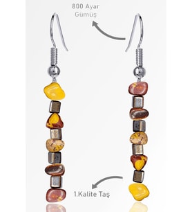 Sertifikalı Ham Kırık Taşlı Model Mookaite Jasper Taşı Küpe (Çok Renkli)