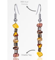 Sertifikalı Ham Kırık Taşlı Model Mookaite Jasper Taşı Küpe (Çok Renkli)