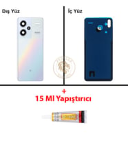 Xiaomi Redmi Note 13 Pro Plus 5G - Lensli Mistik Gümüş Arka Pil Kapağı + B-7000 Yapıştırıcı