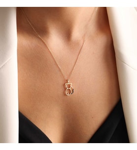 Altın Kedi Kolye Onix Stone (Çok Renkli)
