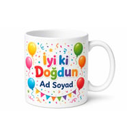 Doğum Günü Hediyesi İyi ki Doğdun Yazılı Renkli Kupa Bardak Hediye