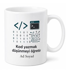 Bilgisayar Mühendisi Hediyesi Yazılım Temalı Özel Tasarım Baskılı Porselen Kupa Bardak