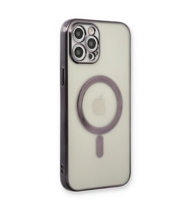 iPhone 12 Pro Kılıf Magneticsafe Lazer Silikon - Siyah