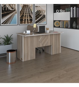 Kenzlife ofis masası kuma kengo crd 75*170*60 raflı dolap çiftli eşkenar bilgisayar çalışma masası (Karışık)
