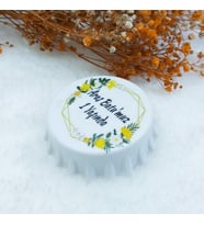 30 Adet Sarı Çiçekli Baskılı Kapak Açacak Uv Baskılı Nişan Hediyeliği Nikah Şekeri 6 cm-