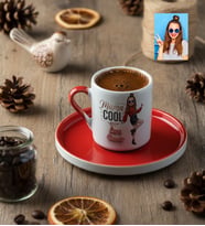 Kişiye Özel Karikatürlü Mama Cool Anneye Hediye Türk Kahvesi Fincanı Anneler Günü Hediyesi