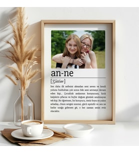 Çocuk Kalbi Atölyesi - Minimalist Fotoğraflı Anne Tanımı Tasarım Tablo, Anneler Günü Hediyesi, Anneler Günü Tablosu (Ahşap)