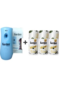 Garden Oda Kokusu Hava Temizleyici Otomatik Makine+ Beyaz Çiçek Kır Bahçesi Oda Spreyi 260 Ml X 3 Adet Beyaz Çiçek