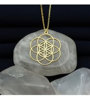 Yaşam Çiçeği Tohumu Kolyesi 24 Ayar Has Altın Kaplama Gümüş Kolye (Gold)