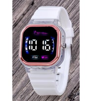 Pinkoli Tuşlu Yanıp Sönen Işıklı Led Çocuk Saati Beyaz (Akıllı Saat Değil) ST-30