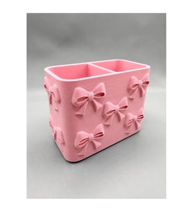 Alvera Fiyonk Desenli Bölmeli Kalemlik – 3D Baskı Masaüstü Organizer - Pembe