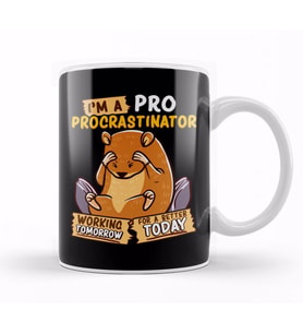 Cute & Funny I'm a Pro Procrastinator Hamster Pun Kupa Bardak Porselen