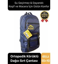 65 Lt Ortopedik Dayanıklı Büyük Boy Çok Gözlü Su Geçirmez Körüklü Kamp Trekking Outdoor Sırt Çantası