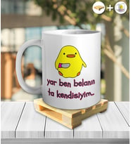 Yar Ben Belanın Ta Kendisiyim Tasarımlı Kupa ve Ahşap Palet Altlığı Hediyeli Kupa Bardak oh965