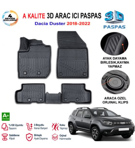 Dacia Duster 3D Paspas Havuzlu Pro 2018-2022 Arası