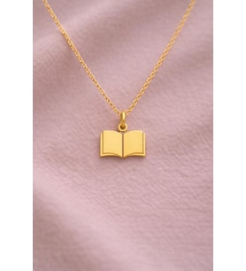 Kişiye Özel Minimal Defter Figürlü Kolye 925K Gümüş (Gold)