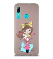 Huawei P Smart 2019 Soft Premier Kapak Vespagirl Tasarımlı Silikon Kılıf - Pudra (Şeffaf)