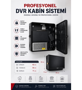 FURY DVR NVR Kamera Kayıt Cihazı ABS Kabini 42x32x11 cm ABS Plastik Duvar Tipi Güvenlik Kabini