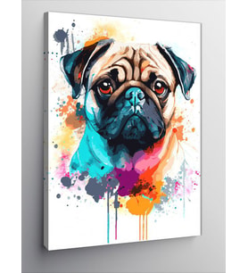 Kanvas Tablo Renkli Pug Köpek