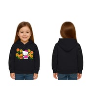Unisex hello kity  Baskılı Çocuk Swaetshirt  Baskılı Kapüşonlu 3 İplik Şardonlu (Siyah)