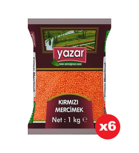 Yazar Yerli Kırmızı Mercimek 1 Kg. x 6 Adet