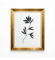 Tablore Gold Çerçeveli Minimalist Siyah Beyaz Yaprak Tablo Modern Duvar Dekoru