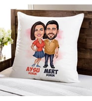 Kişiye Özel Her Zaman Yanındayım Sevgilim Karikatürlü Yastık
