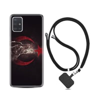 Samsung a71 A72 A73 A7 A9 2018 C7 C9 Kılıf Boyun Askılı Silikon Kurt ve Ay Yıldız 1403